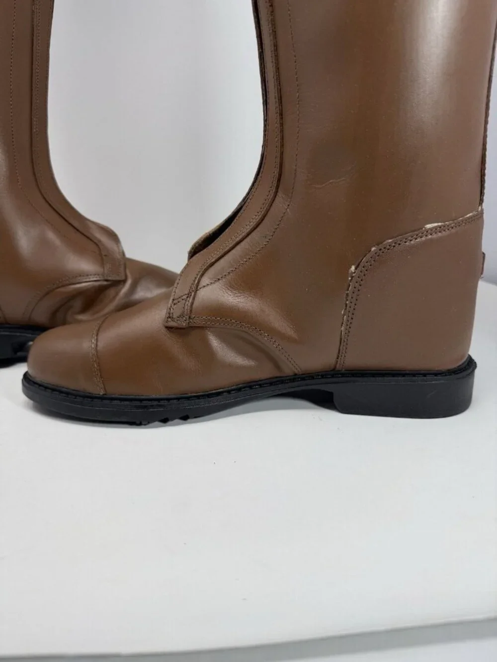 Mens TuffRider Mocha Brown Leather Polo Boots Brand New In Retail Box-Size 8